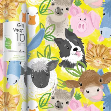 10M x 70CM JUMBO Roll Wrap Farmyard Zest