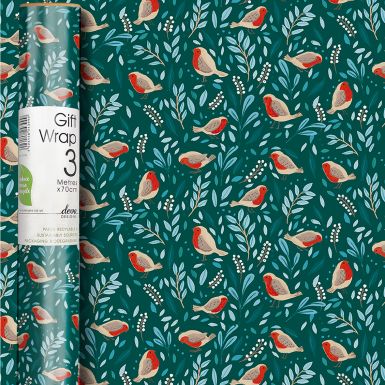 3M x 70CM Roll Wrap Folksy Robins