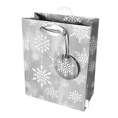 Gift Bag Medium Silver Snowflake